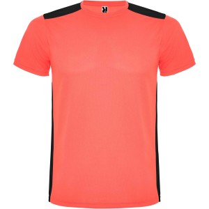 Detroit short sleeve unisex sports t-shirt, Fluor Coral, Black