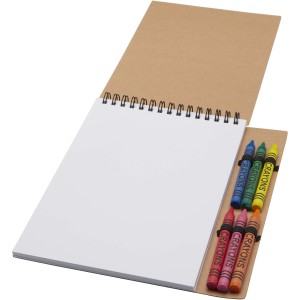 Doodle A5 spiral soft cover notebook and crayon set, Natural (Notebooks)