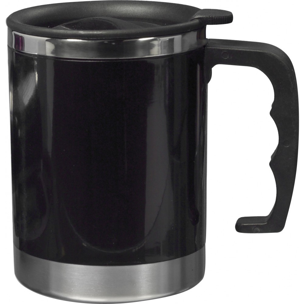 Printed Double walled, vacuum mug (400ml), black (Mugs)