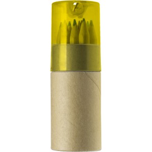 ABS and cardboard tube with pencils Terrence, yellow (Drawing set)