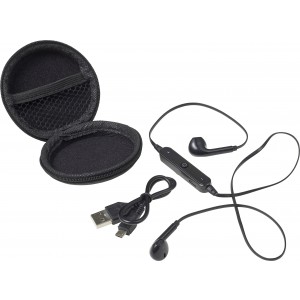 ABS pouch with earphones Aria, black (Earphones, headphones)