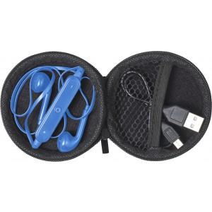 ABS pouch with earphones Aria, cobalt blue (Earphones, headphones)