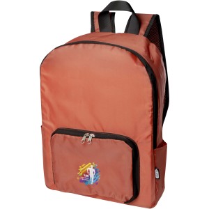 EcoFold RPET foldable backpack 15L, Brick (Backpacks)