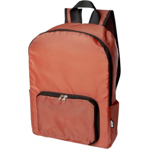 EcoFold RPET foldable backpack 15L, Brick (Backpacks)