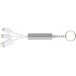 ABS 3-in-1 charging cable and key holder, silver (Eletronics cables, adapters)