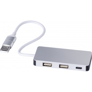 Aluminium USB Hub Layton, silver (Eletronics cables, adapters)