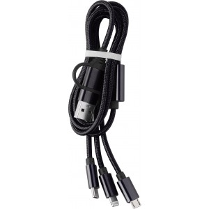 Nylon charging cable Leif, black (Eletronics cables, adapters)