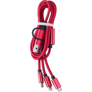 Nylon charging cable Leif, red (Eletronics cables, adapters)