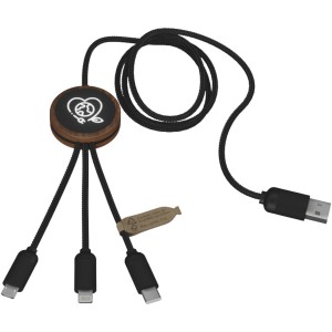 SCX.design C36 3-in-1 rPET light-up logo charging cable, Wood (Eletronics cables, adapters)