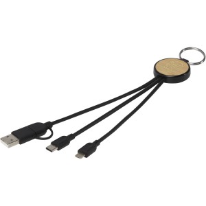 Tecta 6-in-1 recycled plastic/bamboo charging cable with key (Eletronics cables, adapters)