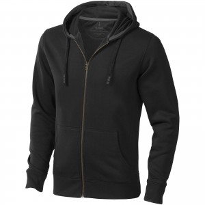 Arora hooded full zip sweater, solid black