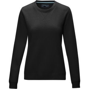 Elevate Jasper women's GOTS organic GRS recycled crewneck sweater, Solid black (Pullovers)