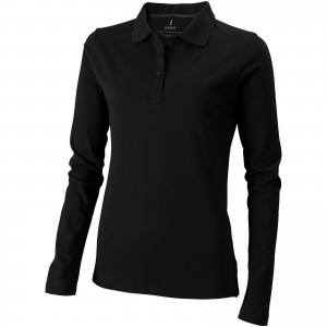 Oakville long sleeve women's polo, solid black