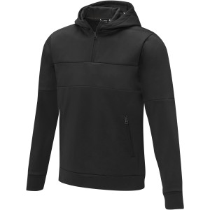 Elevate Sayan men's half zip anorak hooded sweater, Solid black