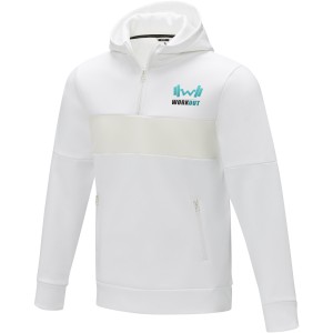 Elevate Sayan men's half zip anorak hooded sweater, White (Pullovers)