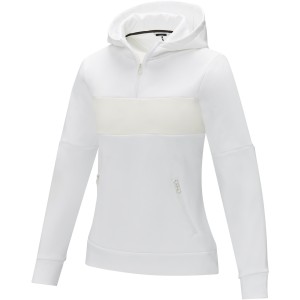Elevate Sayan women's half zip anorak hooded sweater, White