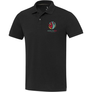 Emerald short sleeve unisex Aware(tm) recycled polo, Solid black (Polo short, mixed fiber, synthetic)