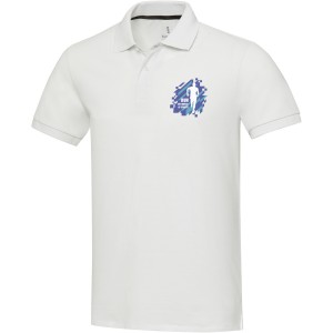 Emerald short sleeve unisex Aware(tm) recycled polo, White (Polo short, mixed fiber, synthetic)