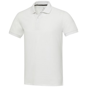 Emerald short sleeve unisex Aware(tm) recycled polo, White (Polo short, mixed fiber, synthetic)