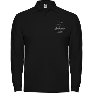 Estrella long sleeve men's polo, Solid black (Long-sleeved shirt)