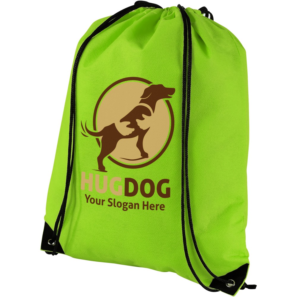 Printed Evergreen non-woven drawstring backpack, Apple Green (Backpacks)