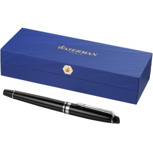 Expert classically designed fountain pen, solid black,Chrome