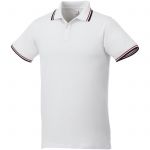 Fairfield short sleeve men's polo with tipping, White,Navy,Red (3810201)