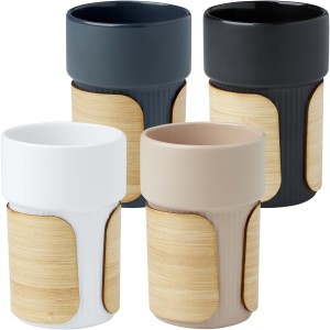 Fika 340 ml tumbler with bamboo sleeve, Solid black (Glasses)