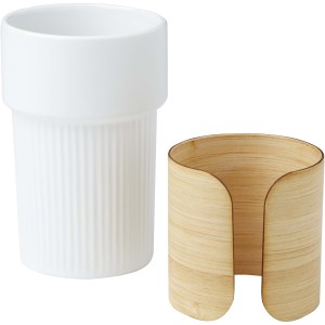 Fika 340 ml tumbler with bamboo sleeve, White (Glasses)