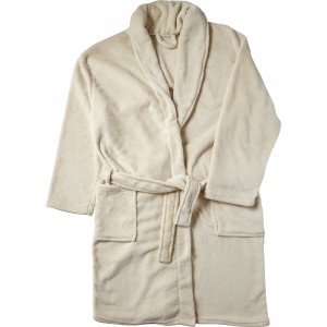 Fleece bathrobe with two sewed front pockets., beige (Robes)