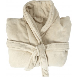 Fleece bathrobe with two sewed front pockets., beige (Robes)
