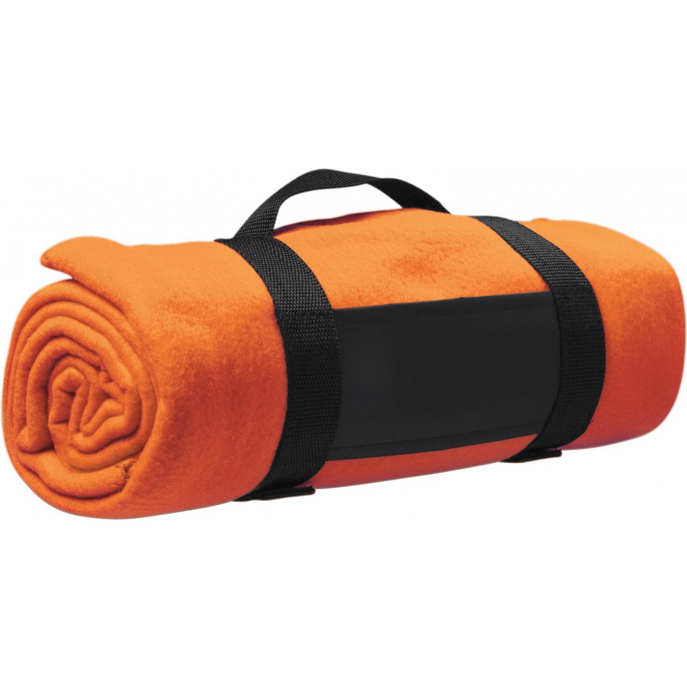 Printed Fleece blanket, orange (Picnic, camping, grill)
