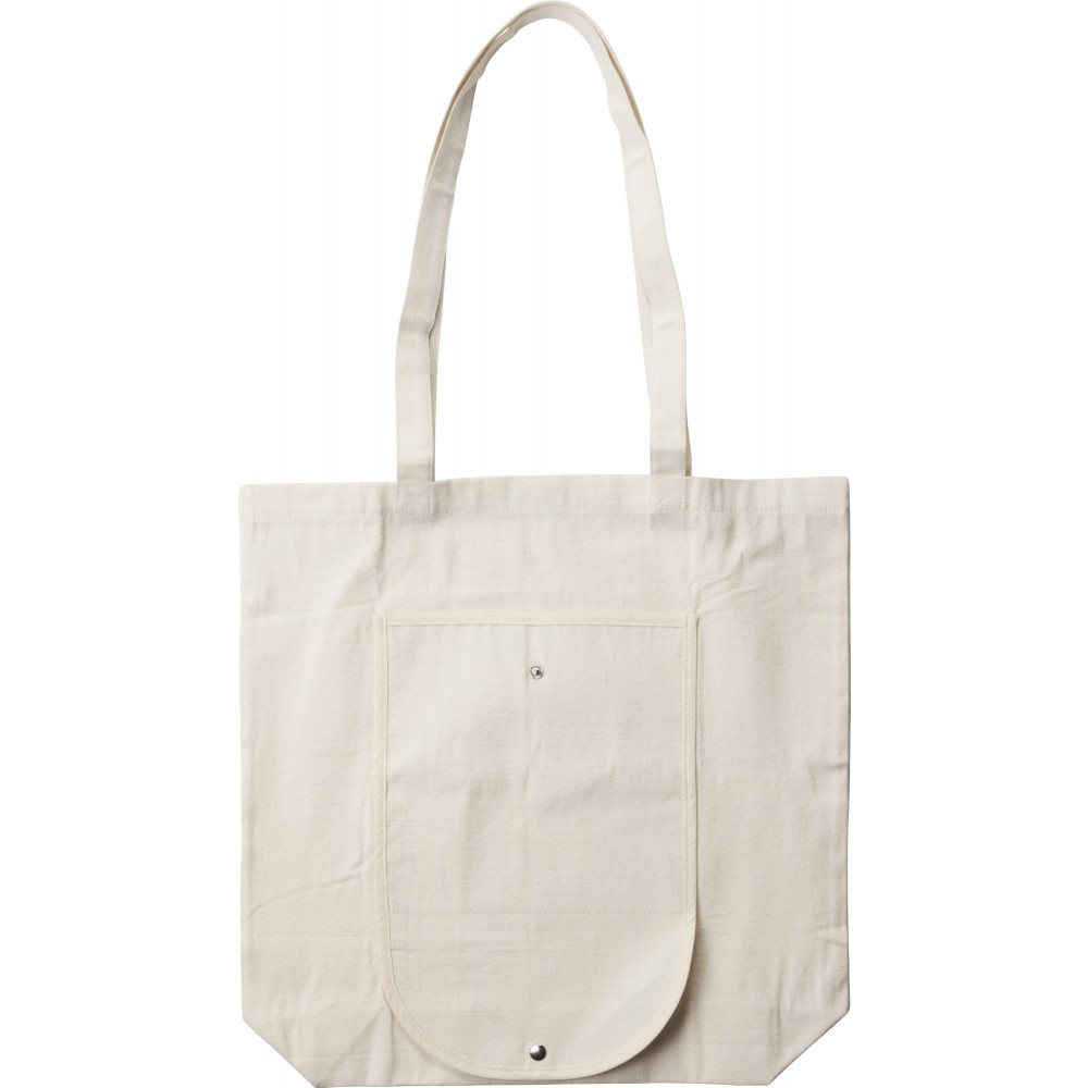 Foldable cotton (250 g/m2) carry/shopping bag, khaki (Shopping bags ...