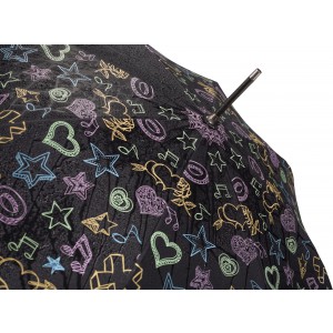 Pongee (190T) umbrella Caleb, black (Foldable umbrellas)