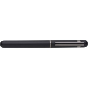 Aluminium rollerbal pen Bridger, black (Fountain-pen, rollerball)