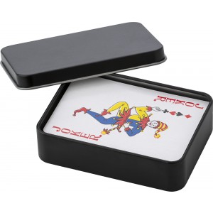 Metal tin with playing cards Nathan, black (Games)