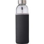 Glass bottle (500 ml) with neoprene sleeve Nika, black (9301-01CD)