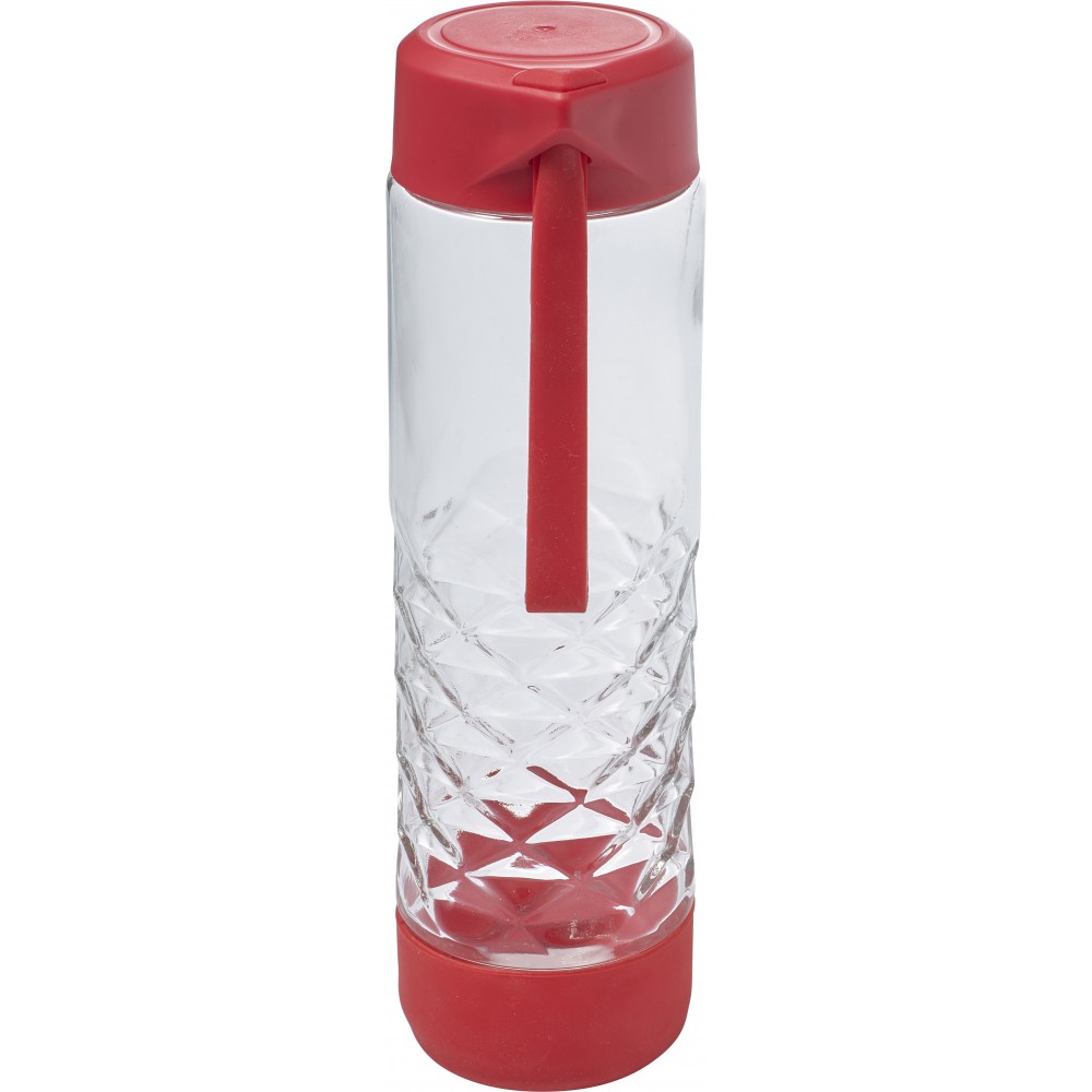 Printed Glass drinking bottle (590ml), red (Water bottles)