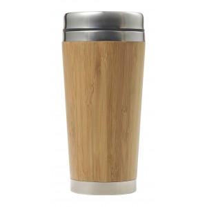 Bamboo and stainless steel travel cup Sabine, brown (Thermos)