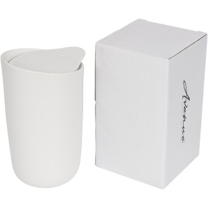 Mysa 410 ml double wall ceramic tumbler, White (Glasses)