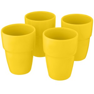 Staki 4-piece 280 ml stackable mug gift set, Yellow (Glasses)