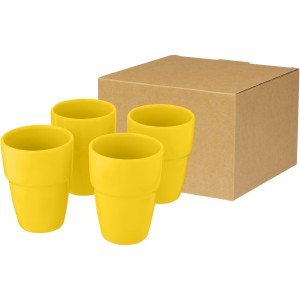 Staki 4-piece 280 ml stackable mug gift set, Yellow (Glasses)