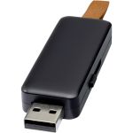 Gleam 16GB light-up USB flash drive, Solid black, 6 x 1 x 2, (12374290)