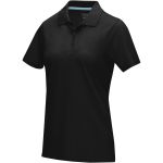 Graphite short sleeve women's GOTS organic polo, Solid black (3750999)