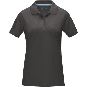 Graphite short sleeve women's GOTS organic polo, Storm grey (Polo shirt, 90-100% cotton)