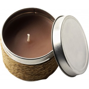 Tin with scented candle Zora, khaki