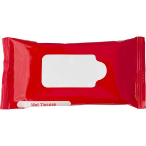 Plastic bag with 10 wet tissues Salma, red (Hand cleaning gels)