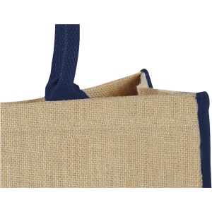 Harry large tote bag made from jute, Natural,Navy (cotton bag)