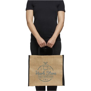 Harry large tote bag made from jute, Natural,Navy (cotton bag)