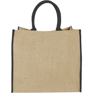 Harry large tote bag made from jute, Natural, solid black (cotton bag)